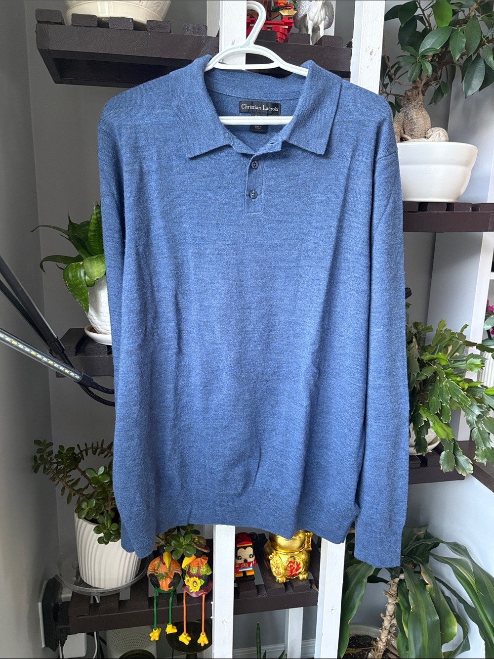 Christian Lacroix Blue Knit Polo Sweater
